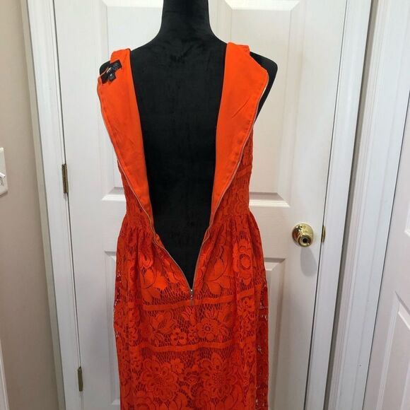 Mossimo sleeveless midi orange crocheted floral dress, size medium - Picture 9 of 12